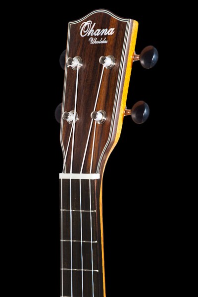 ohana all solid mahogany tenor ukulele with built in EQ TK 35CE headstock front